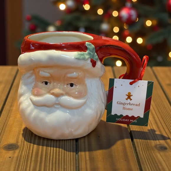 Gingerbread Home 3D Santa Face Holiday Mug Multicolor 20 fl oz w/ Tag - Picture 3 of 4